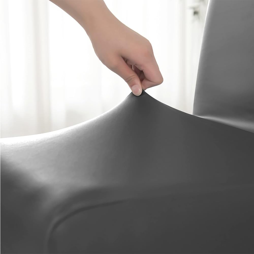Black 2PCS Waterproof PU Leather Dining Chair Covers R4297