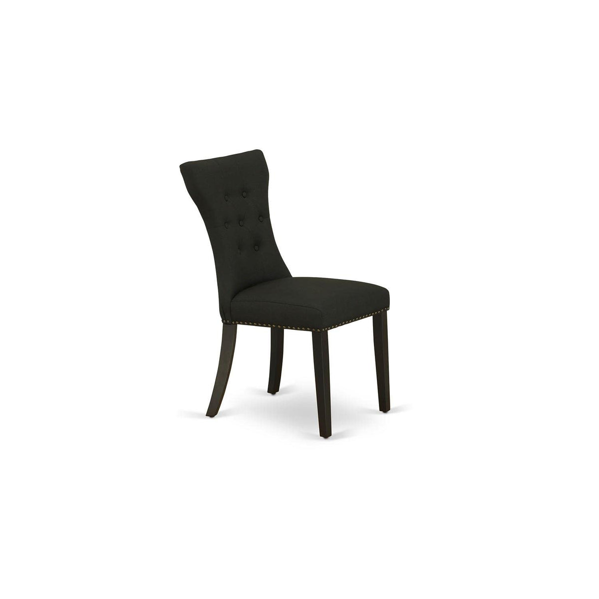 Black Linen Fabric Upholstered Dining Chairs Set of 2 C821