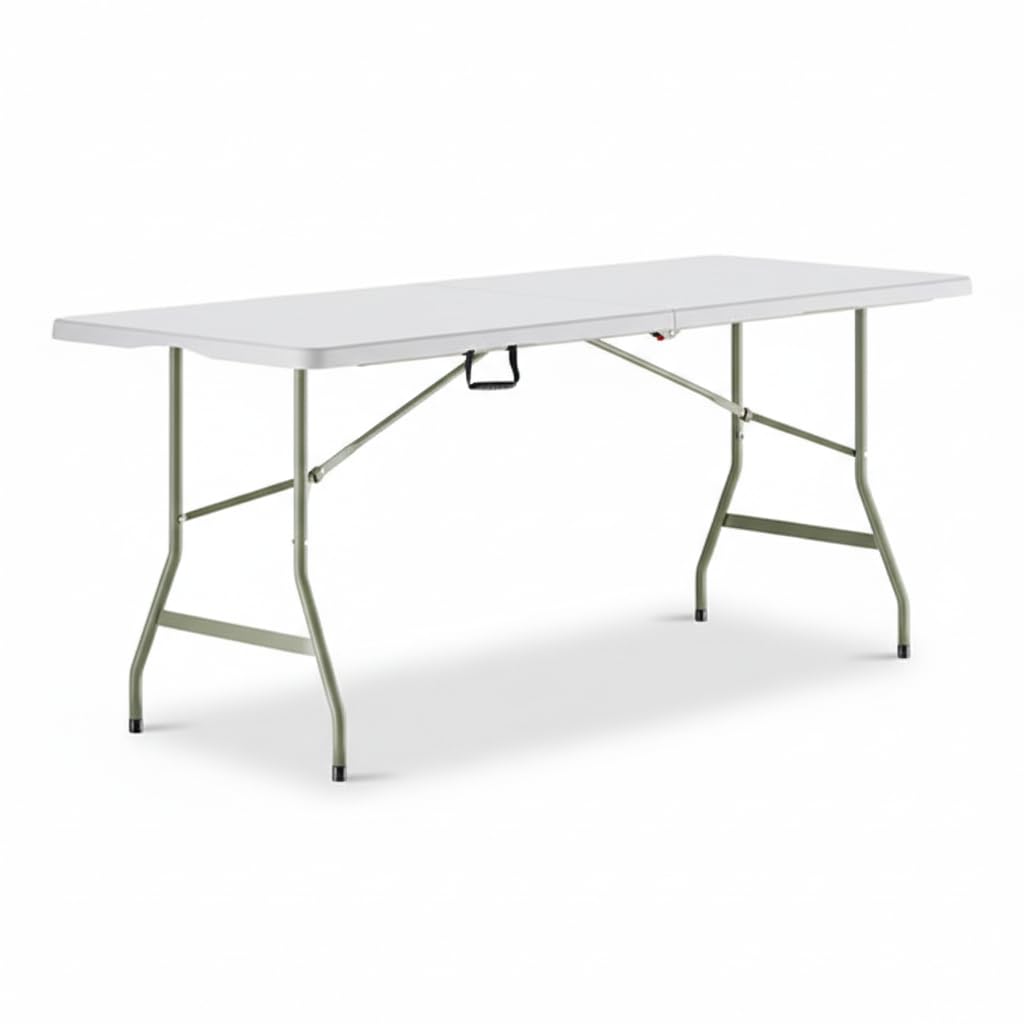Set of 5 White Plastic Bi-Folding Rectangular Event Tables Q844518
