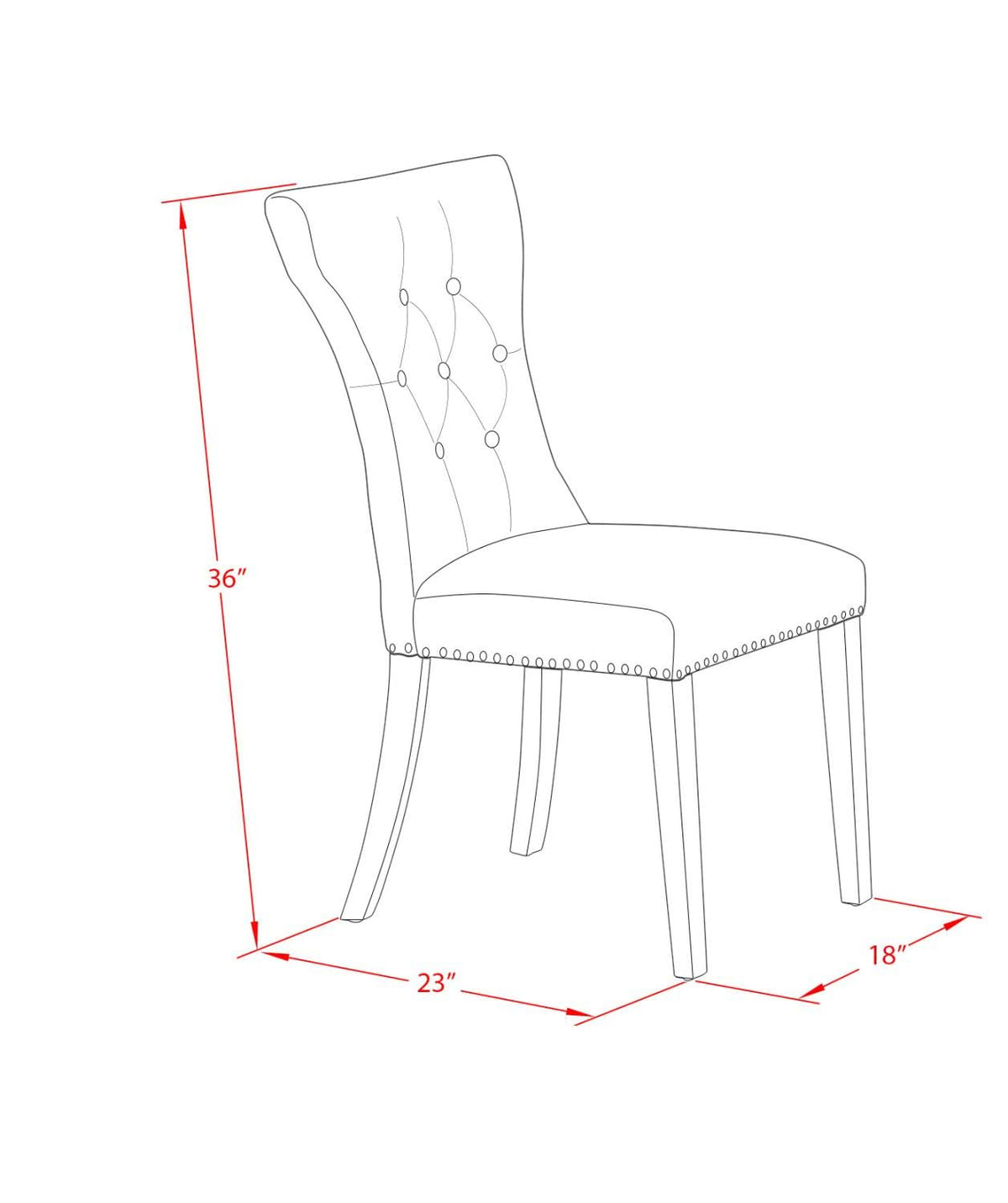 Black Linen Fabric Upholstered Dining Chairs Set of 2 C821
