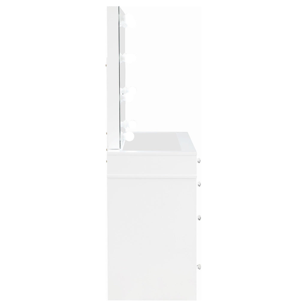 White Velvet 9-Drawer Vanity Table Set Q1085