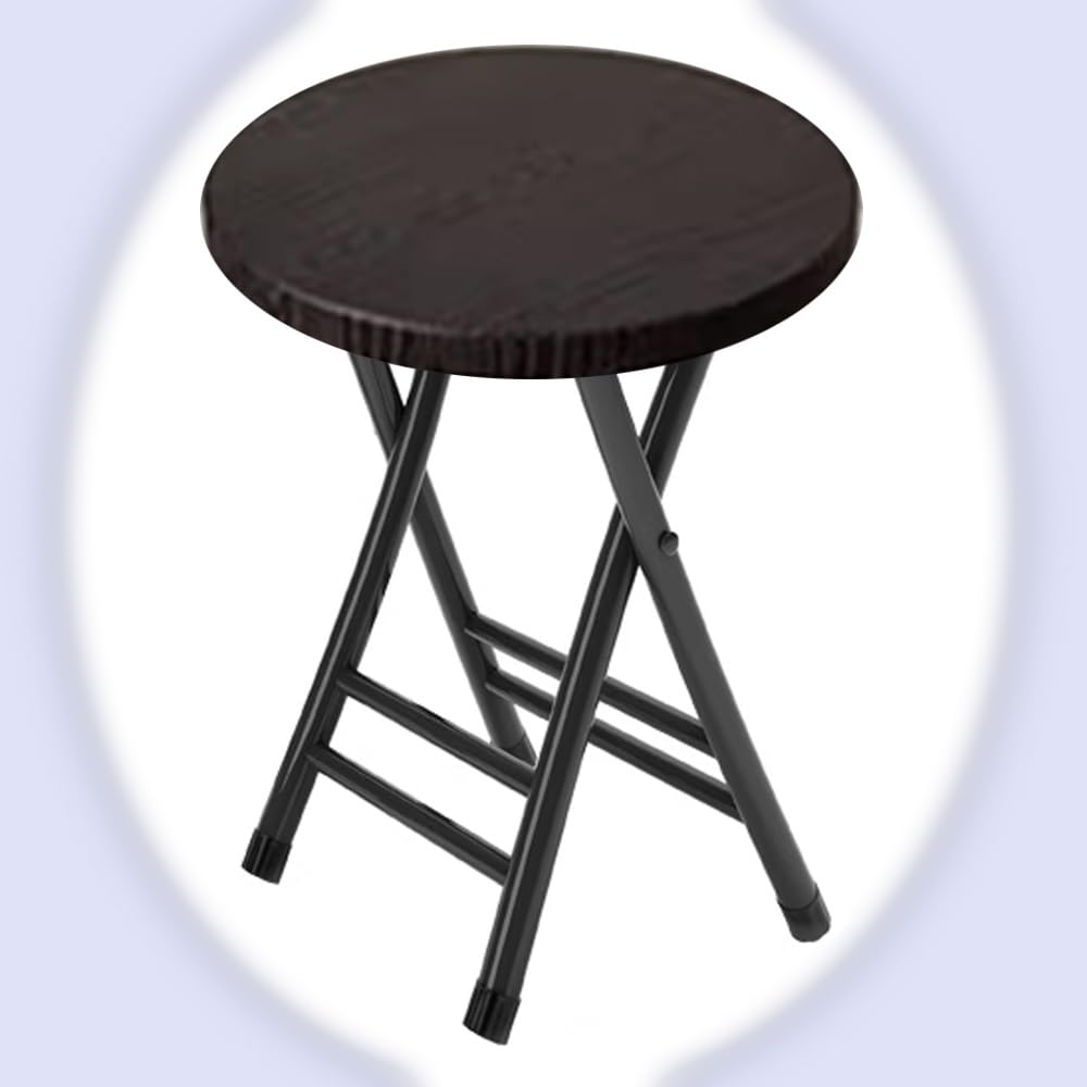 Portable Folding Stool 18in Black 300 Lbs Capacity B232