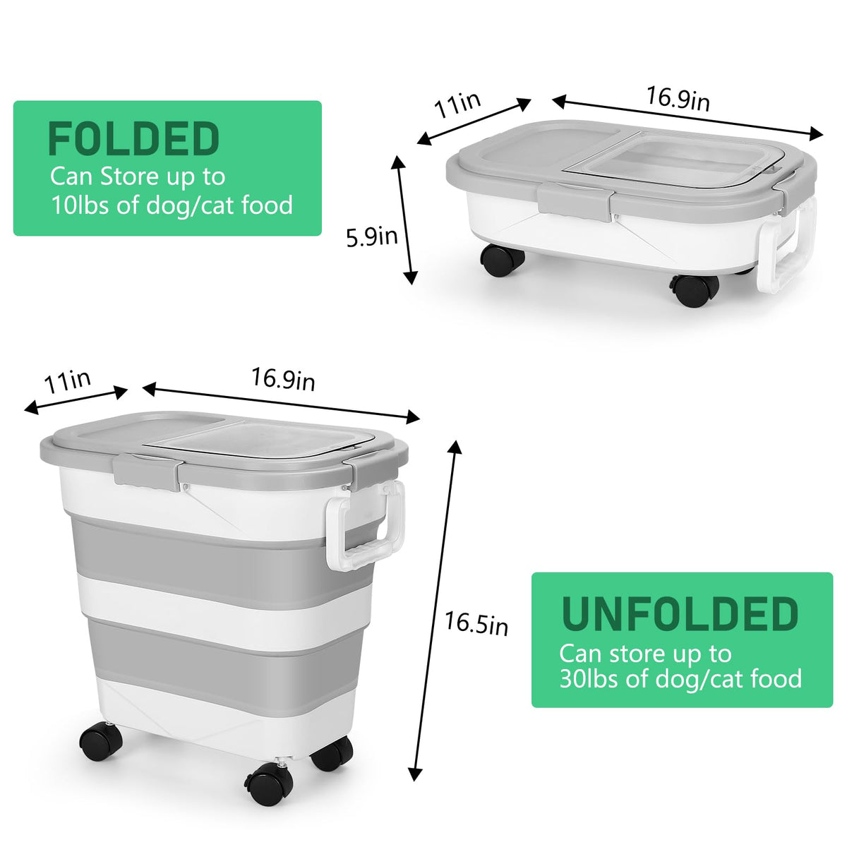 30LB Dog Food Storage Container with Wheels H8601