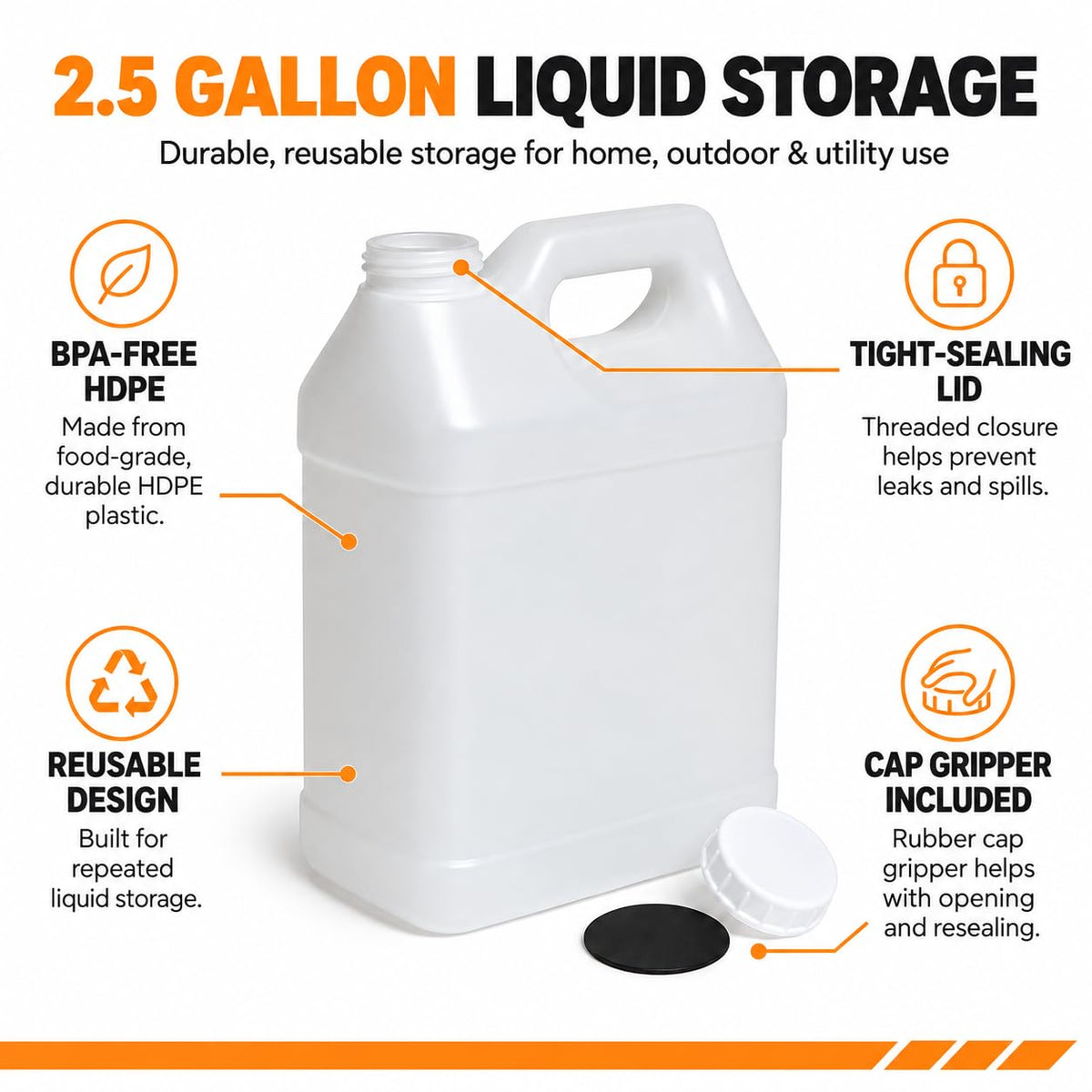2.5 Gallon Reusable Plastic Water Jug with Lid S454194