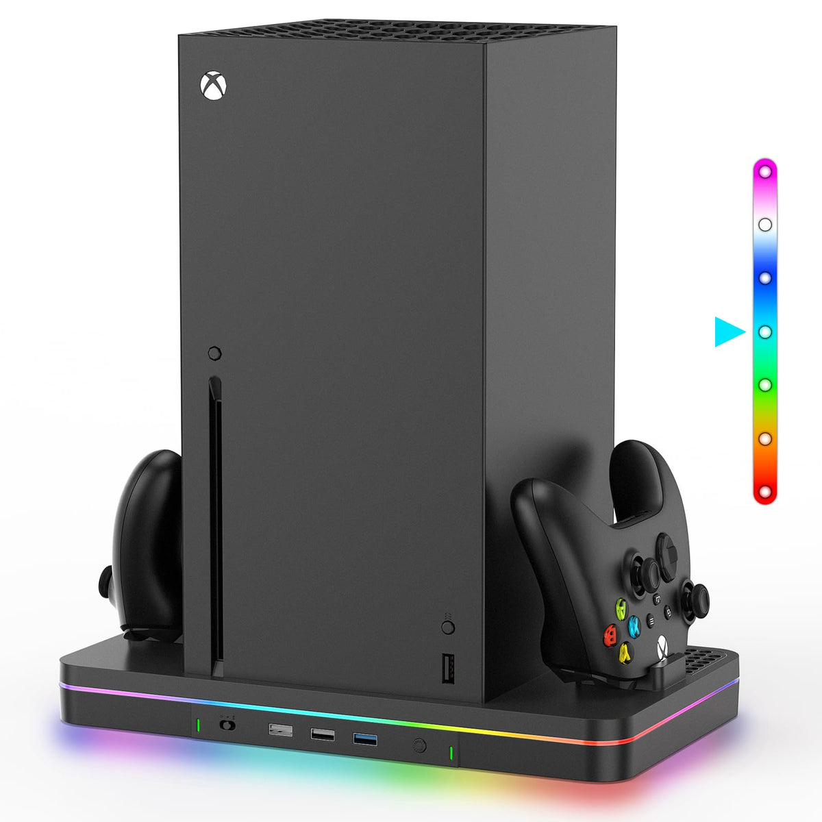 Black Cooling Fan Charging Stand with 3 USB Ports G131572
