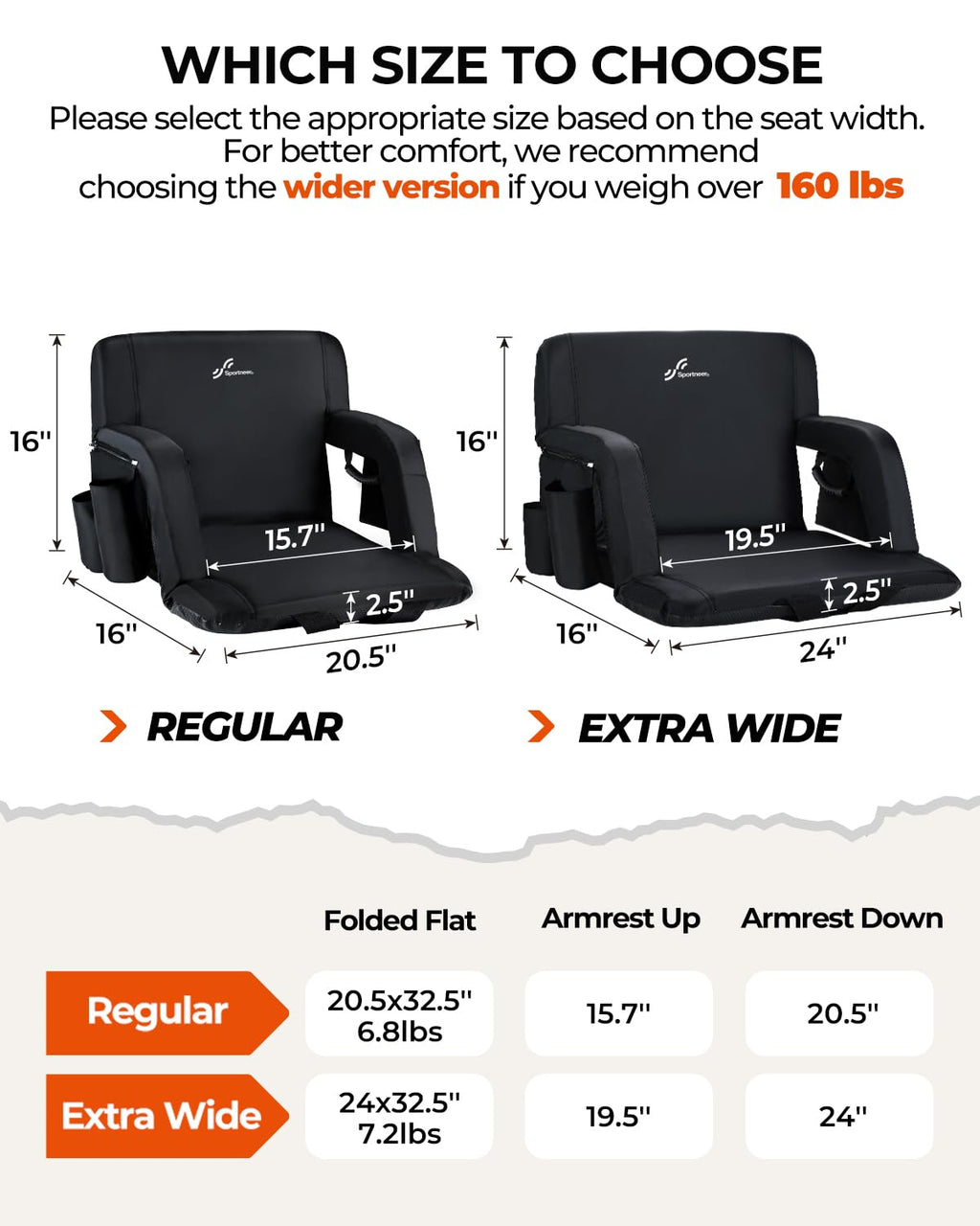 Stadium Seats with Back Support 2.5'' Thick Cushion 6 Adjustable Angle Bleacher Seat with Armrest A445635