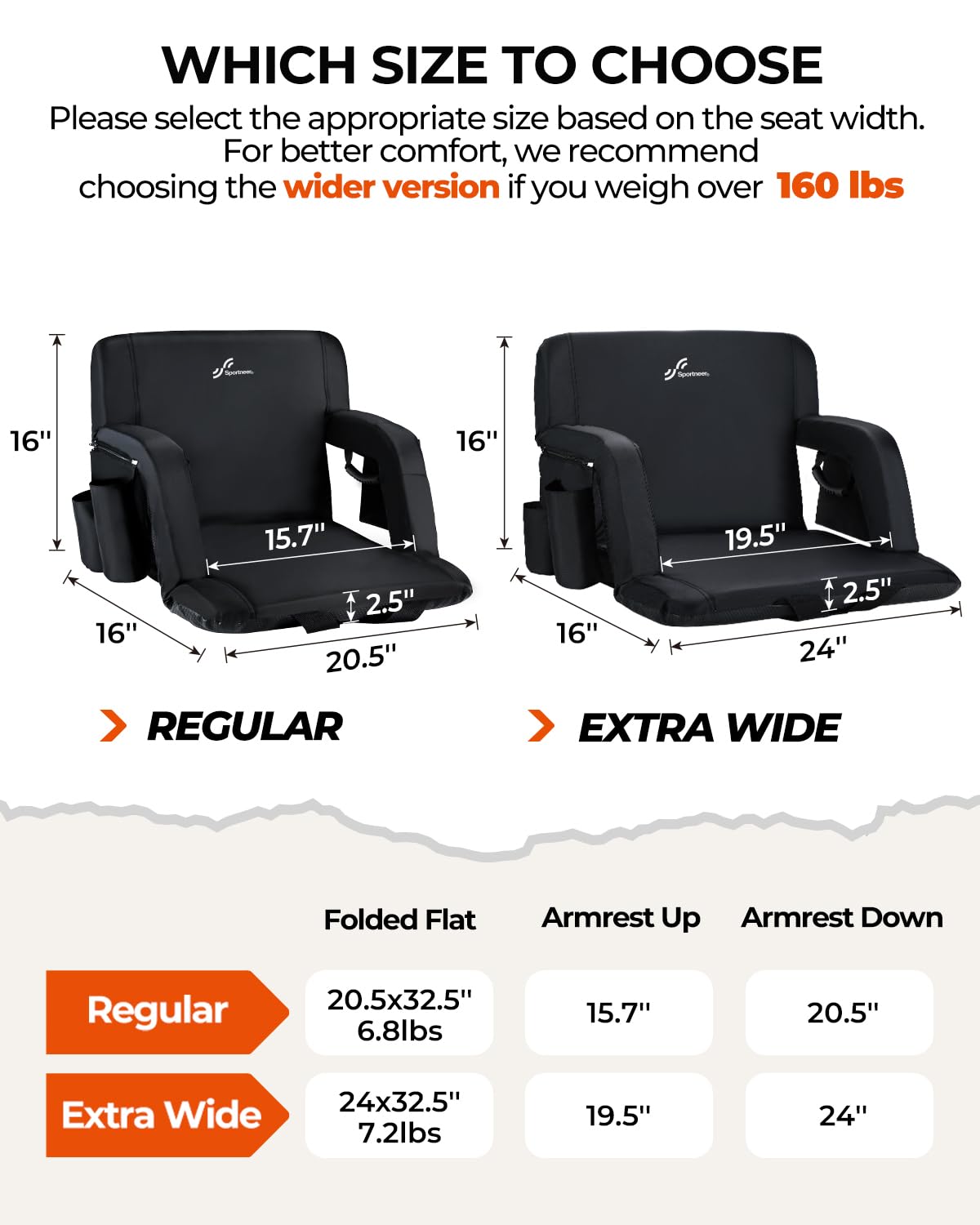 Stadium Seats with Back Support 2.5'' Thick Cushion 6 Adjustable Angle Bleacher Seat with Armrest A445635