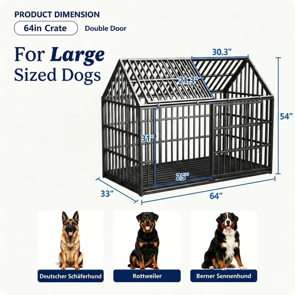 64 inches Heavy Duty Metal Dog Crate S403