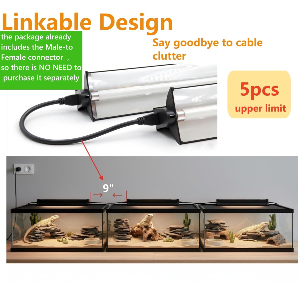 8W T5 UVB UVA Reptile Light Fixture and Bulb Kit J994129