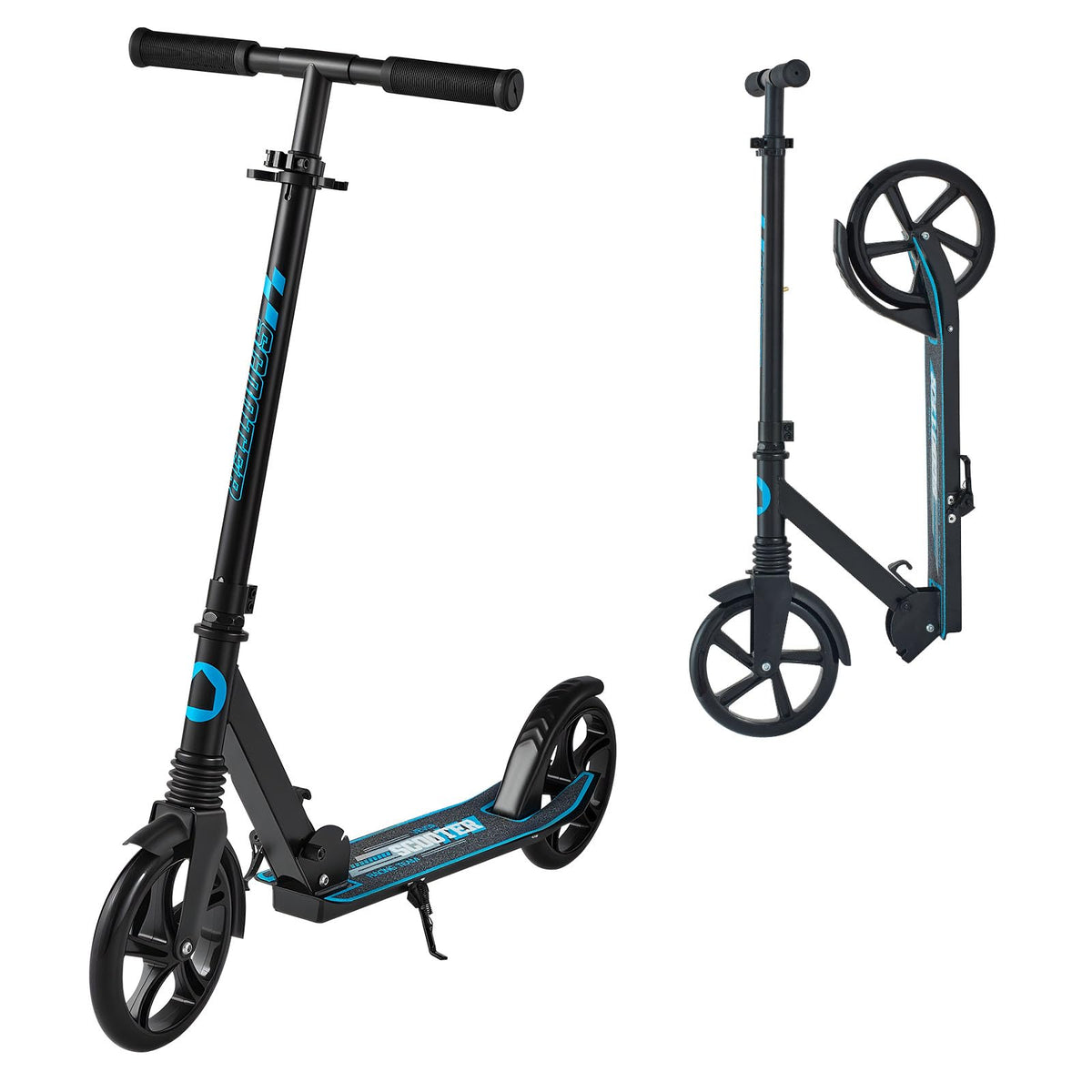 Kick Scooter, 2-Wheel Adjustable Height Folding with Anti-Slip Deck & Light-Up Wheels X1824