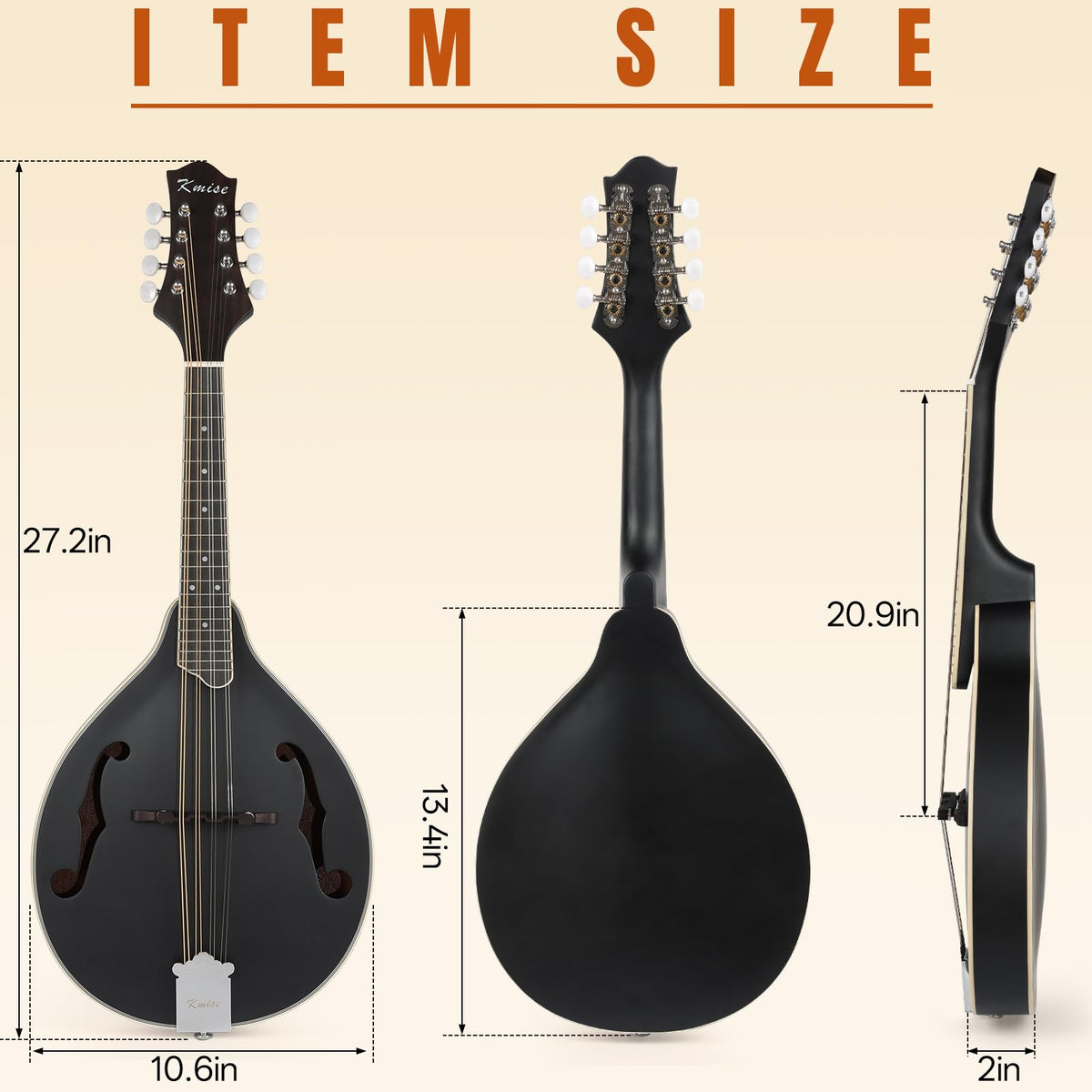 8 String A Style Acoustic Mandolin Kit with Tuner Strap Gig Bag T73124