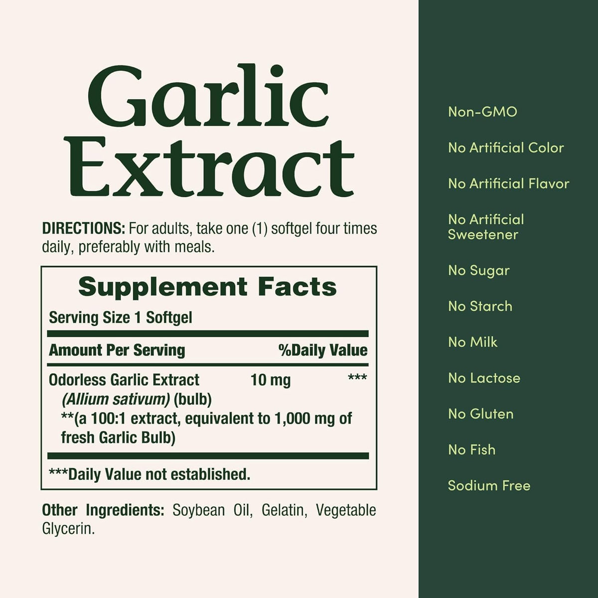 Garlic Extract Supplement, 1000mg, 100 Count R74319