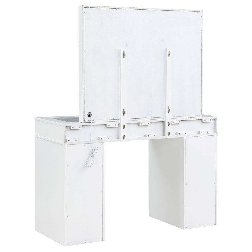 White Velvet 9-Drawer Vanity Table Set Q1085