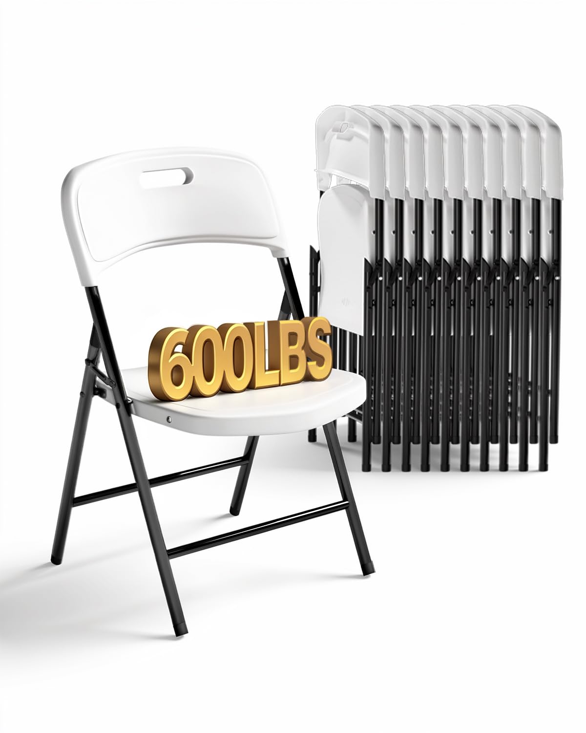 White 10 Pack 600lbs Capacity Folding Chairs Q184