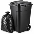 50 Gallon Wheeled Plastic Trash Can with Lid and Handle O2018