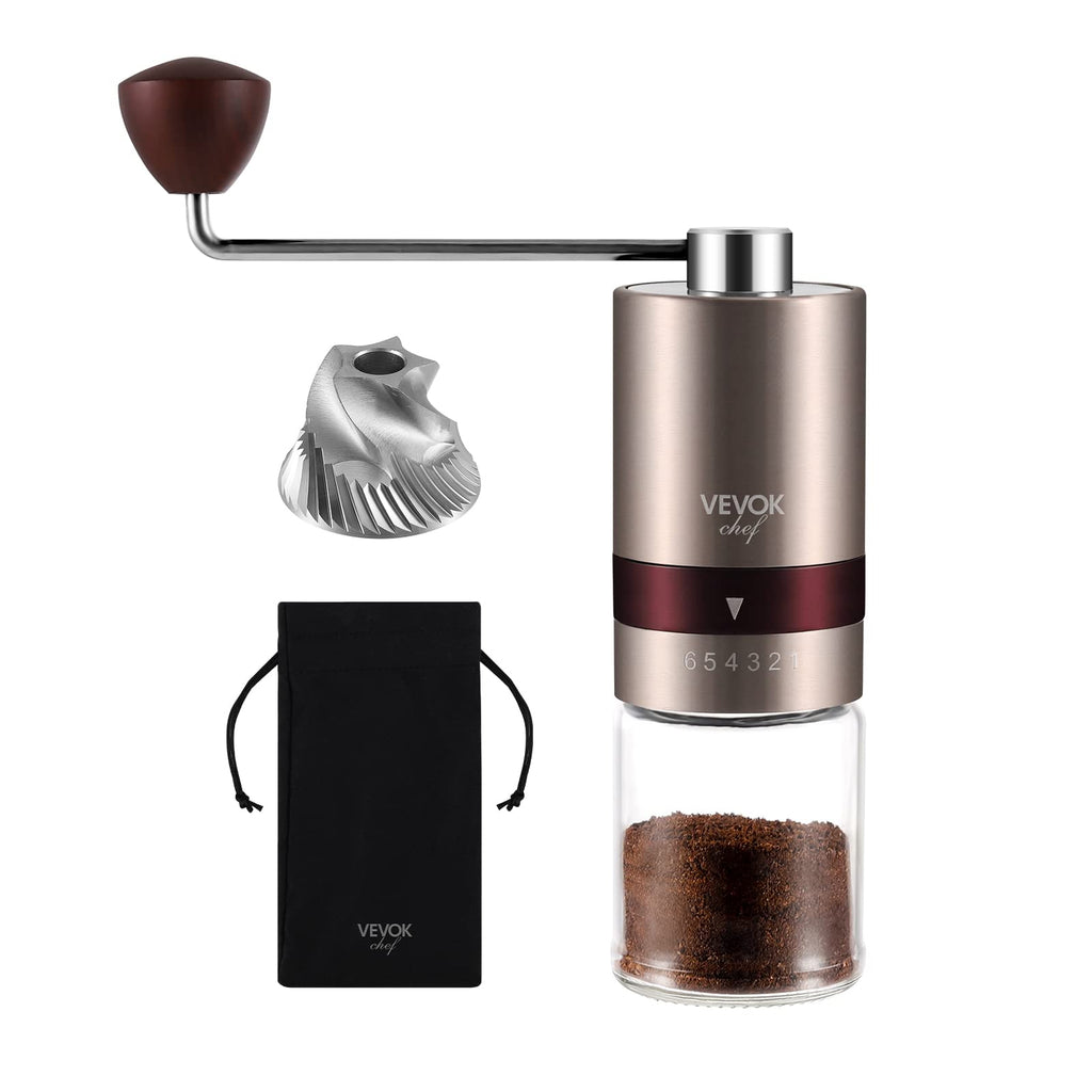 Gold Manual Stainless Steel Burr Coffee Grinder with Portable Bag Y363425