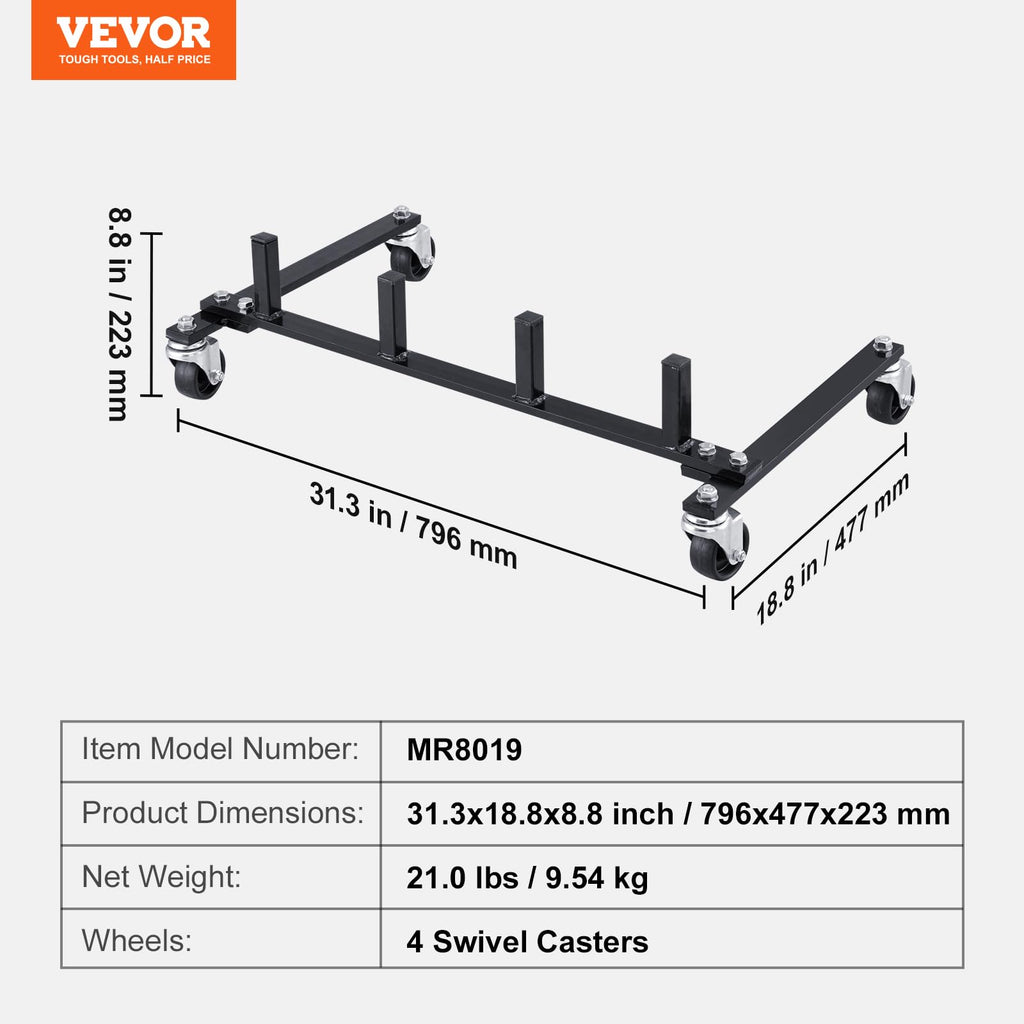 Car Dolly Rack with 360° Rotatable Wheels, 4-Dolly Capacity E805516