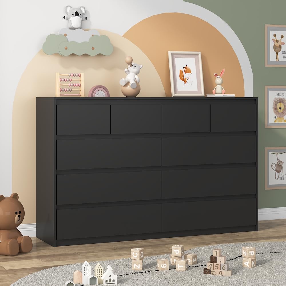 Black 10 Drawer Wood Dresser X841815