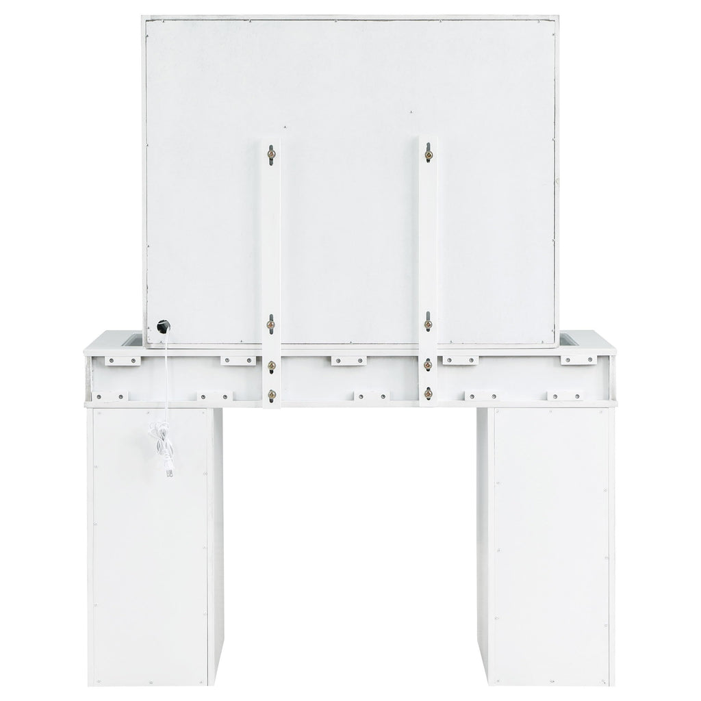 White Velvet 9-Drawer Vanity Table Set Q1085