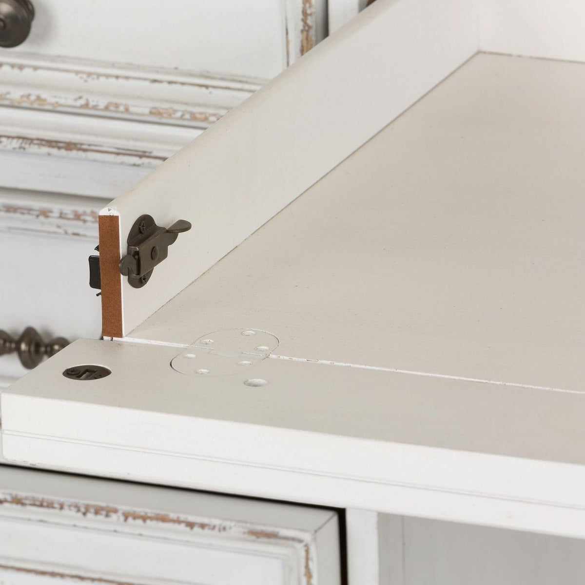 Antique White Credenza Desk & Hutch O421854