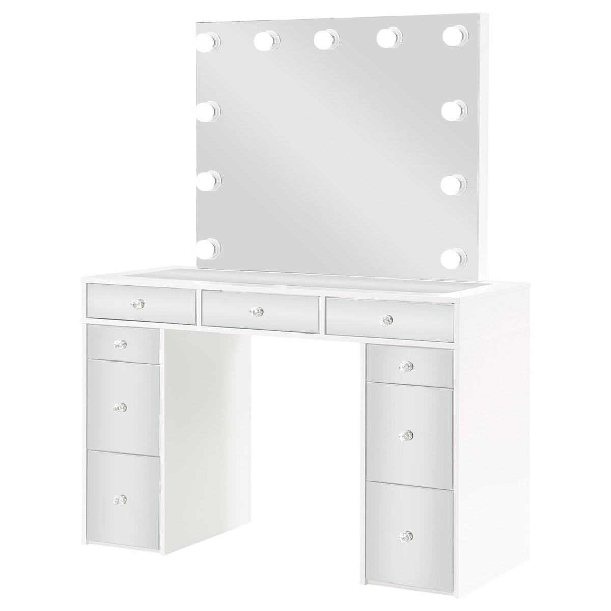 White Velvet 9-Drawer Vanity Table Set Q1085