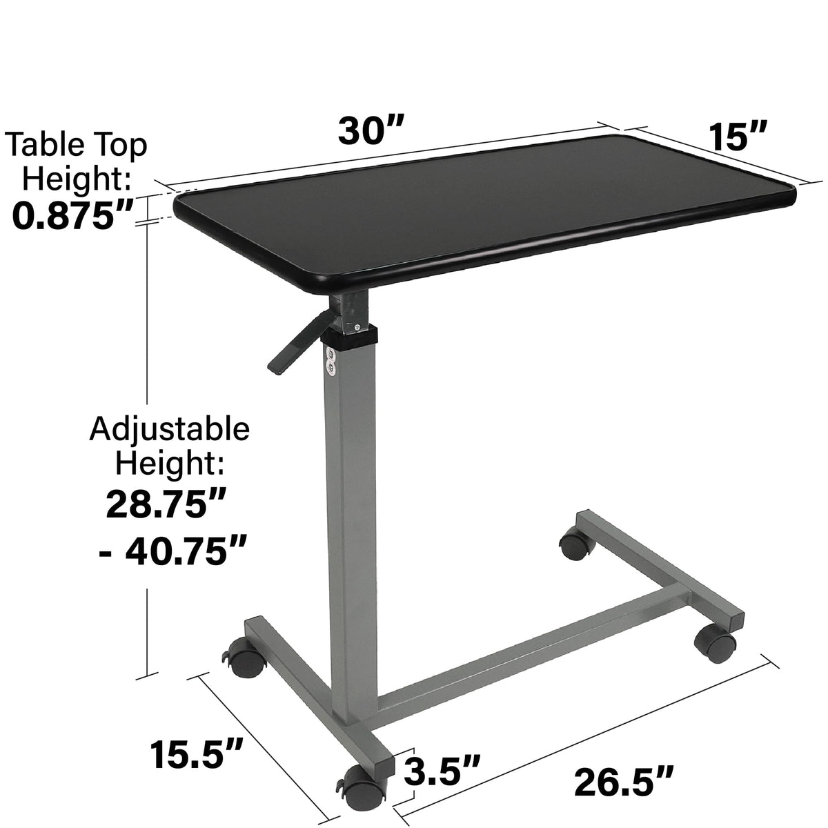 Adjustable Overbed Table with Wheels D644