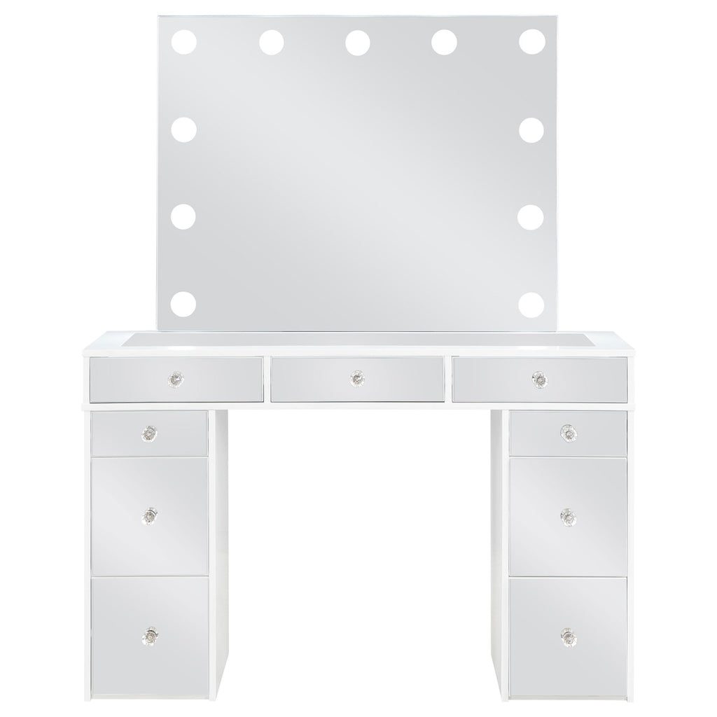 White Velvet 9-Drawer Vanity Table Set Q1085