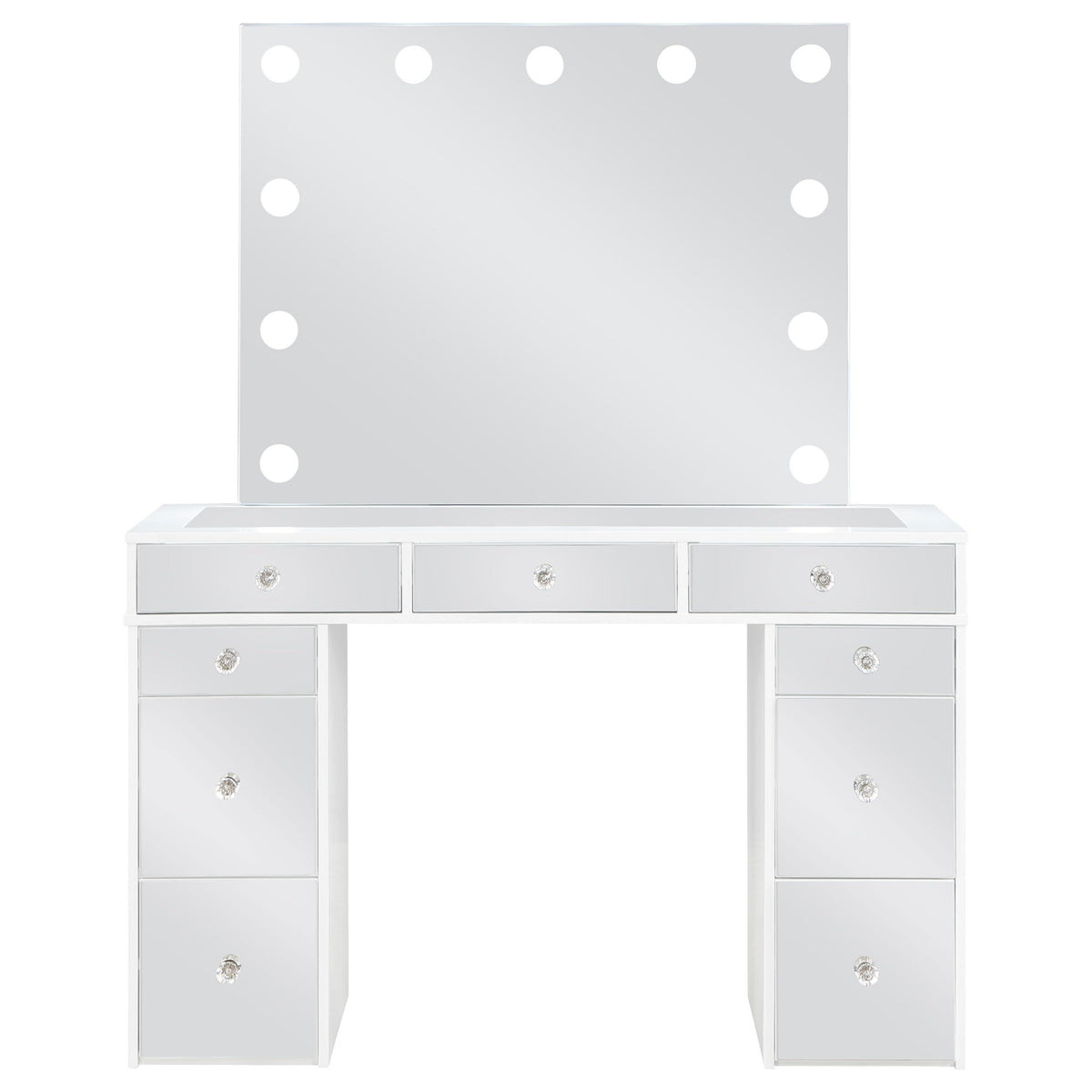 White Velvet 9-Drawer Vanity Table Set Q1085