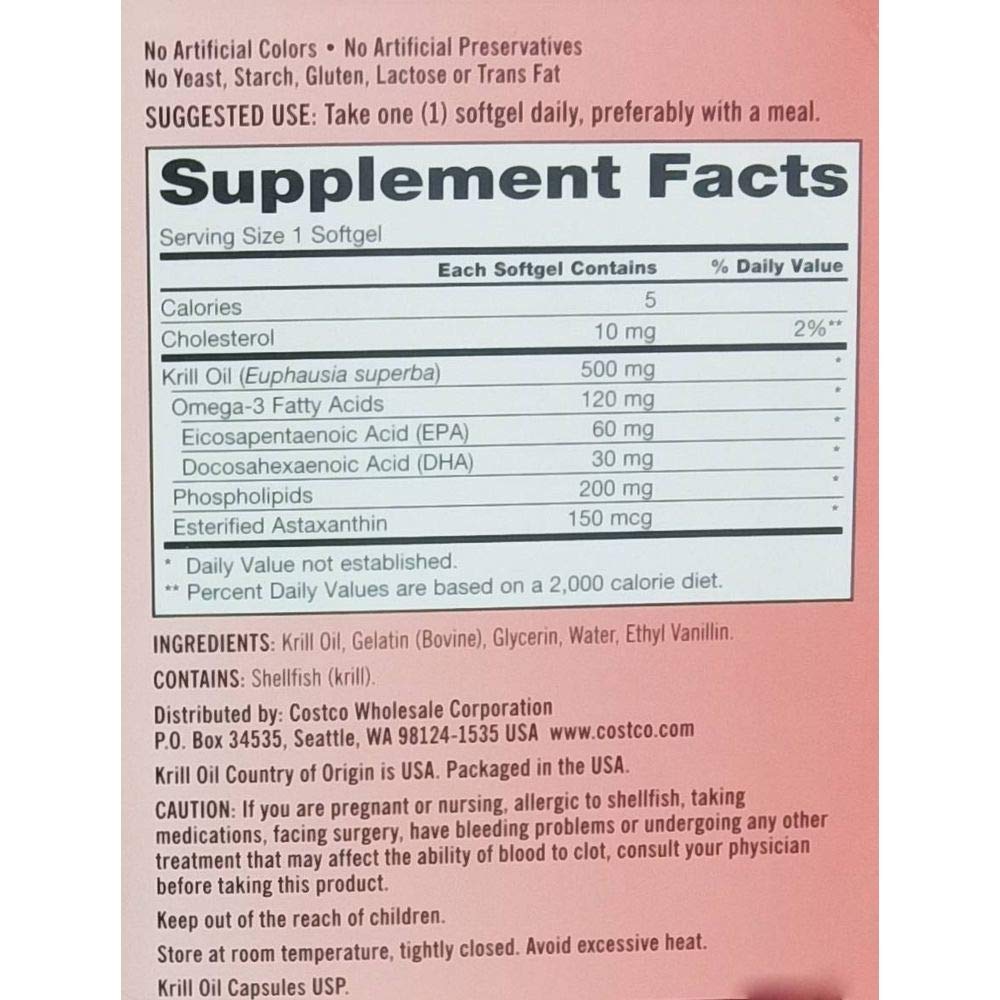 Krill Oil 500 Milligram 160 Softgels Y801