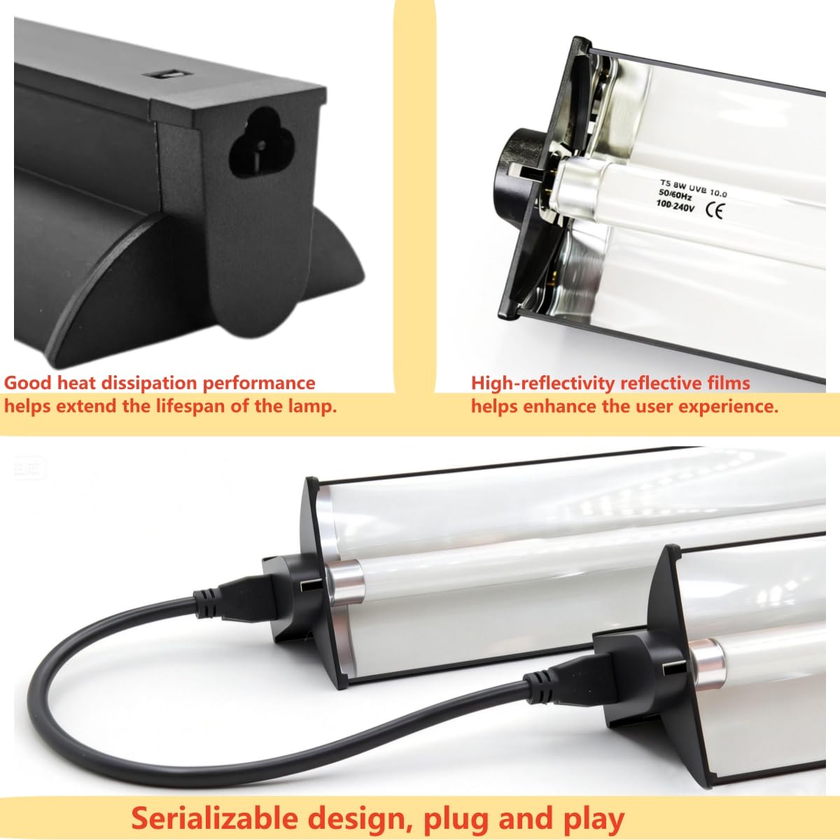 8W T5 UVB UVA Reptile Light Fixture and Bulb Kit J994129