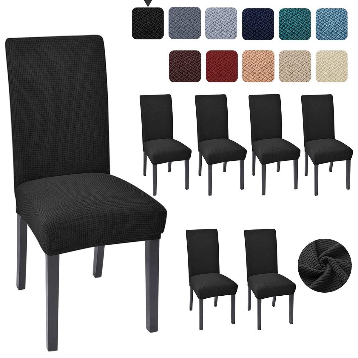 Black 6 Pack Dining Chair Covers W4477