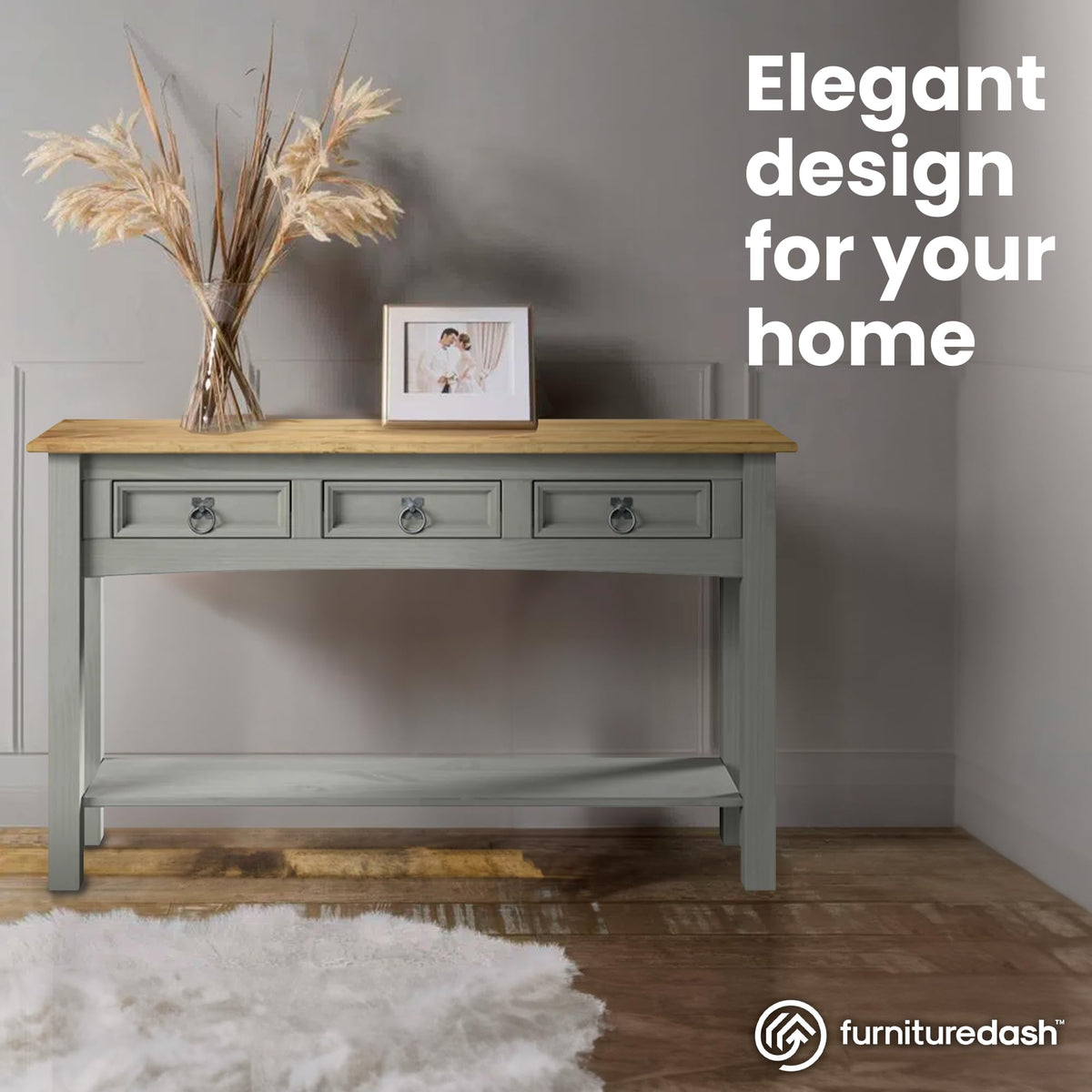 Solid Wood Console Table with 3 Drawers M9715