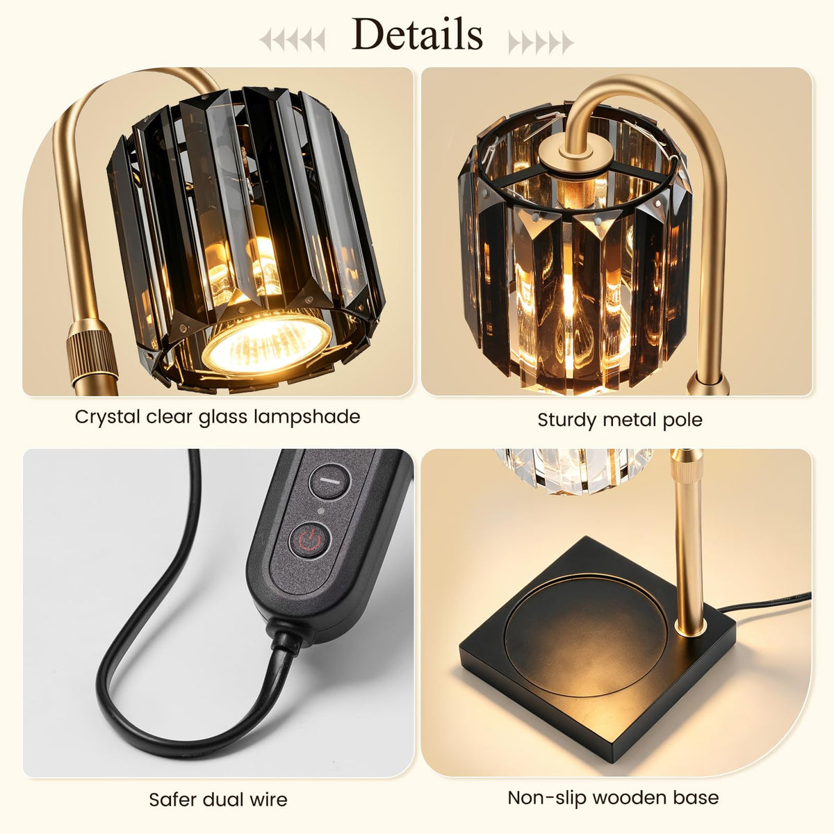 Black Dimmable Candle Warmer Lamp with Timer F398