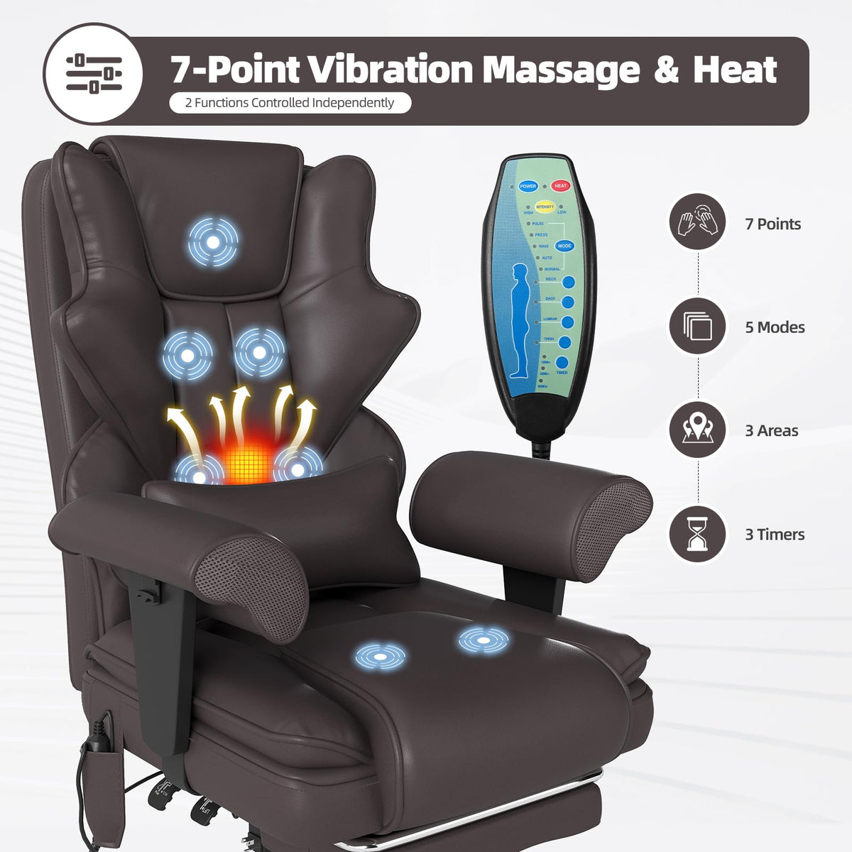 Brown Heated Massage Office Chair with Footrest Z73507
