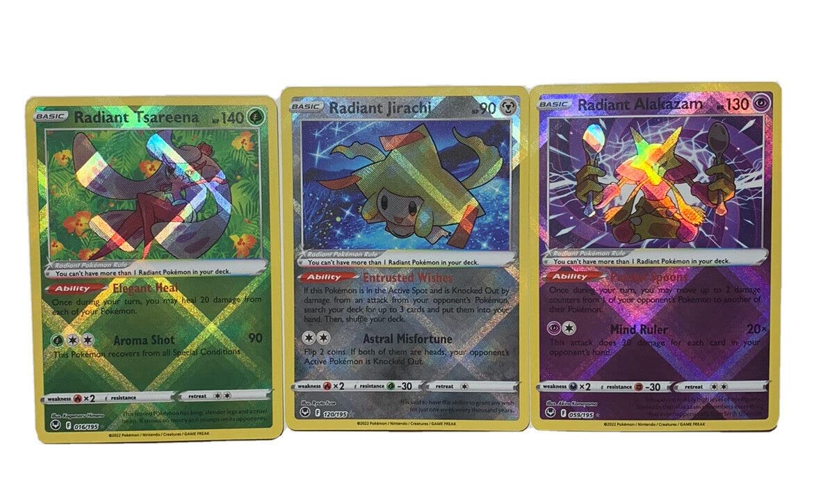 Radiant Alakazam Jirachi Tsareena 3 Card Lot H578