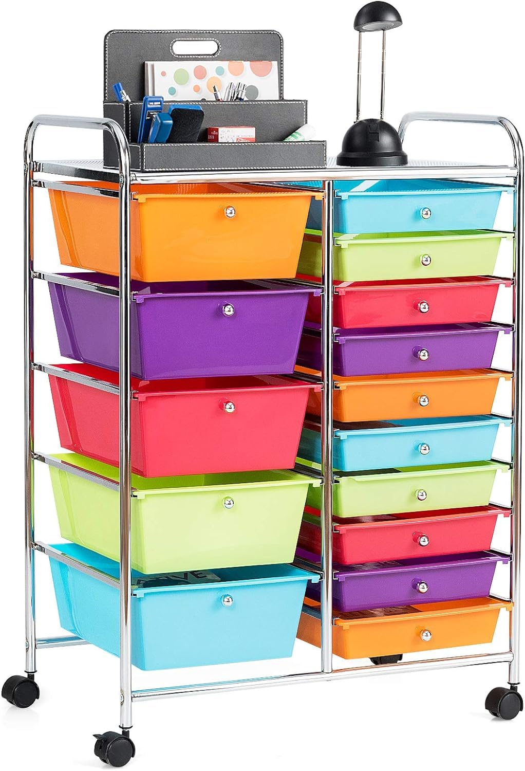 15 Drawer Rolling Storage Cart with Lockable Wheels L6002
