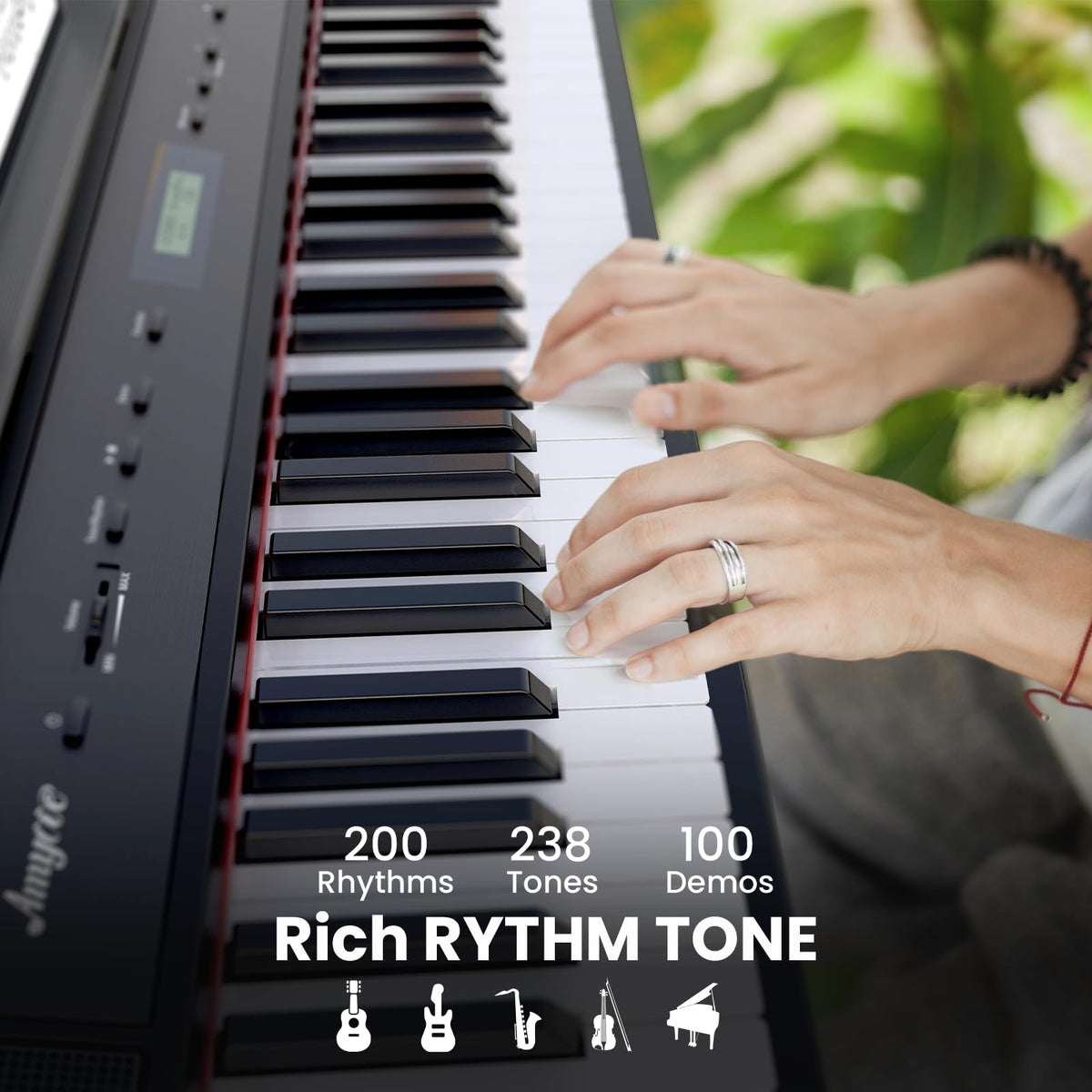 88-Key Weighted Hammer Action Digital Piano with Stand, Headphones, Carrying Case & Power Adapter D138