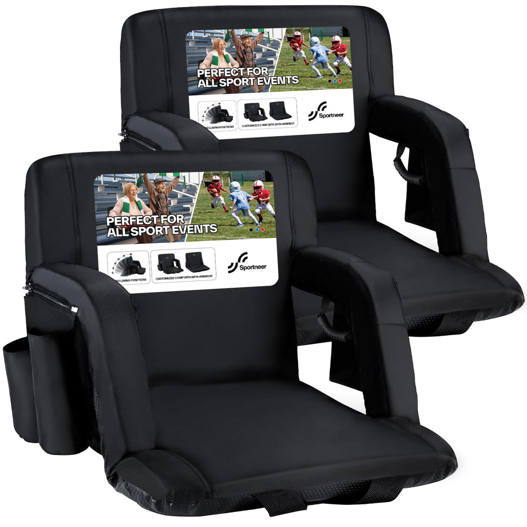 Stadium Seats with Back Support 2.5'' Thick Cushion 6 Adjustable Angle Bleacher Seat with Armrest A445635