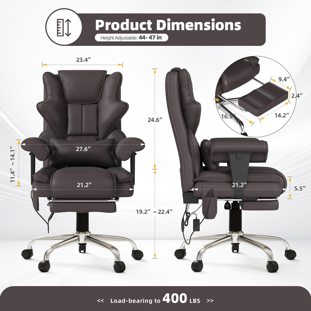 Brown Heated Massage Office Chair with Footrest Z73507