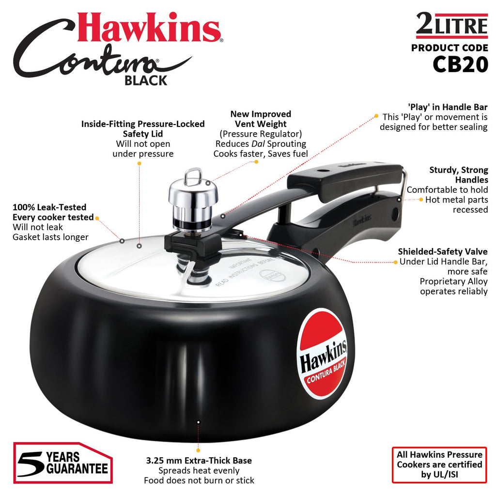Hard Anodised 2-Liter Pressure Cooker Y145