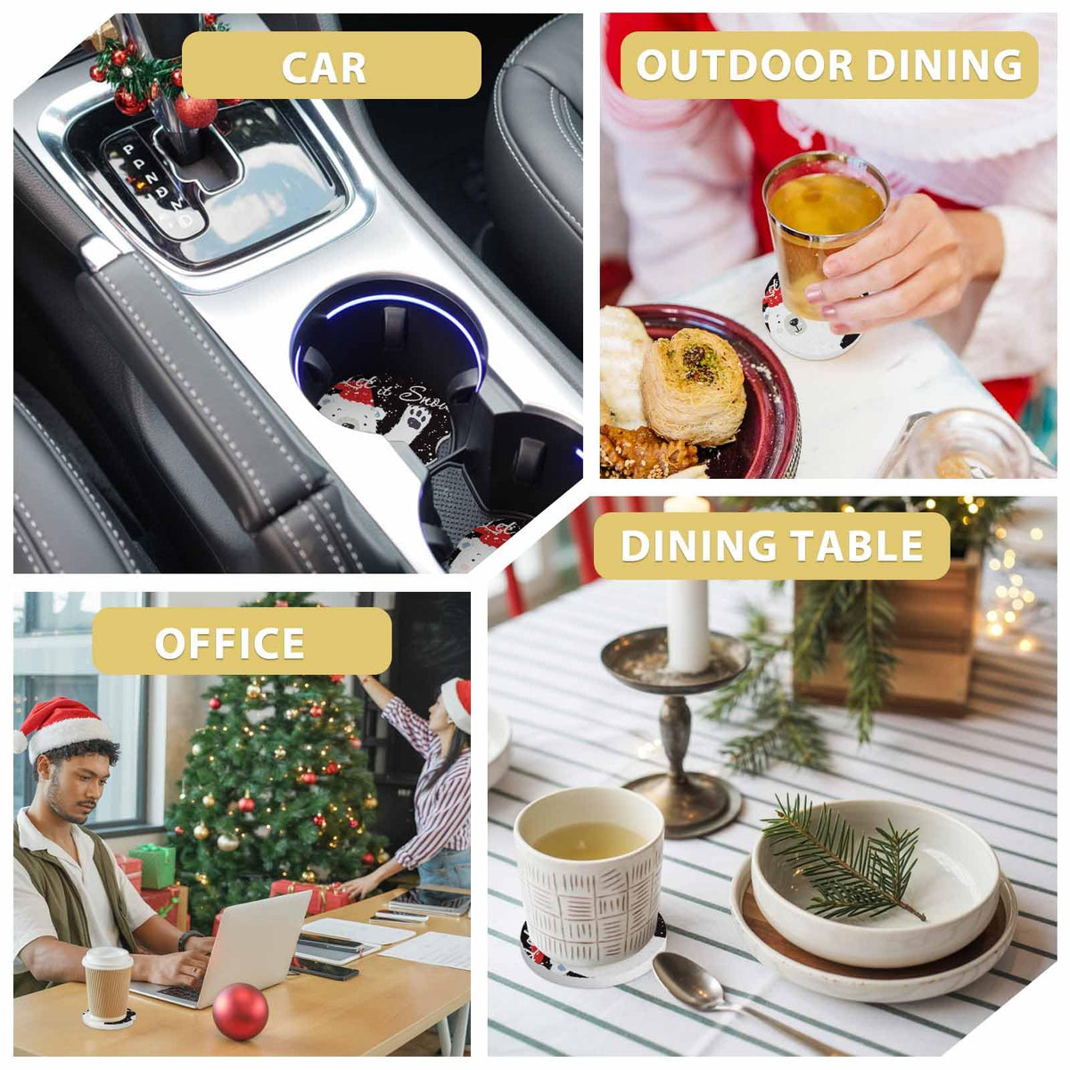 Absorbent Ceramic Stone Car Coasters Set of 2 N8169