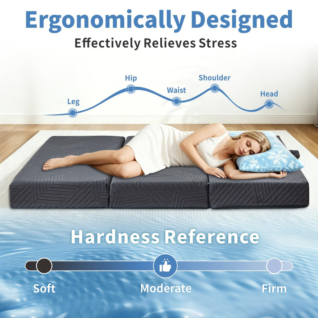 6 Inch Foldable Memory Foam Mattress Queen Size K48106