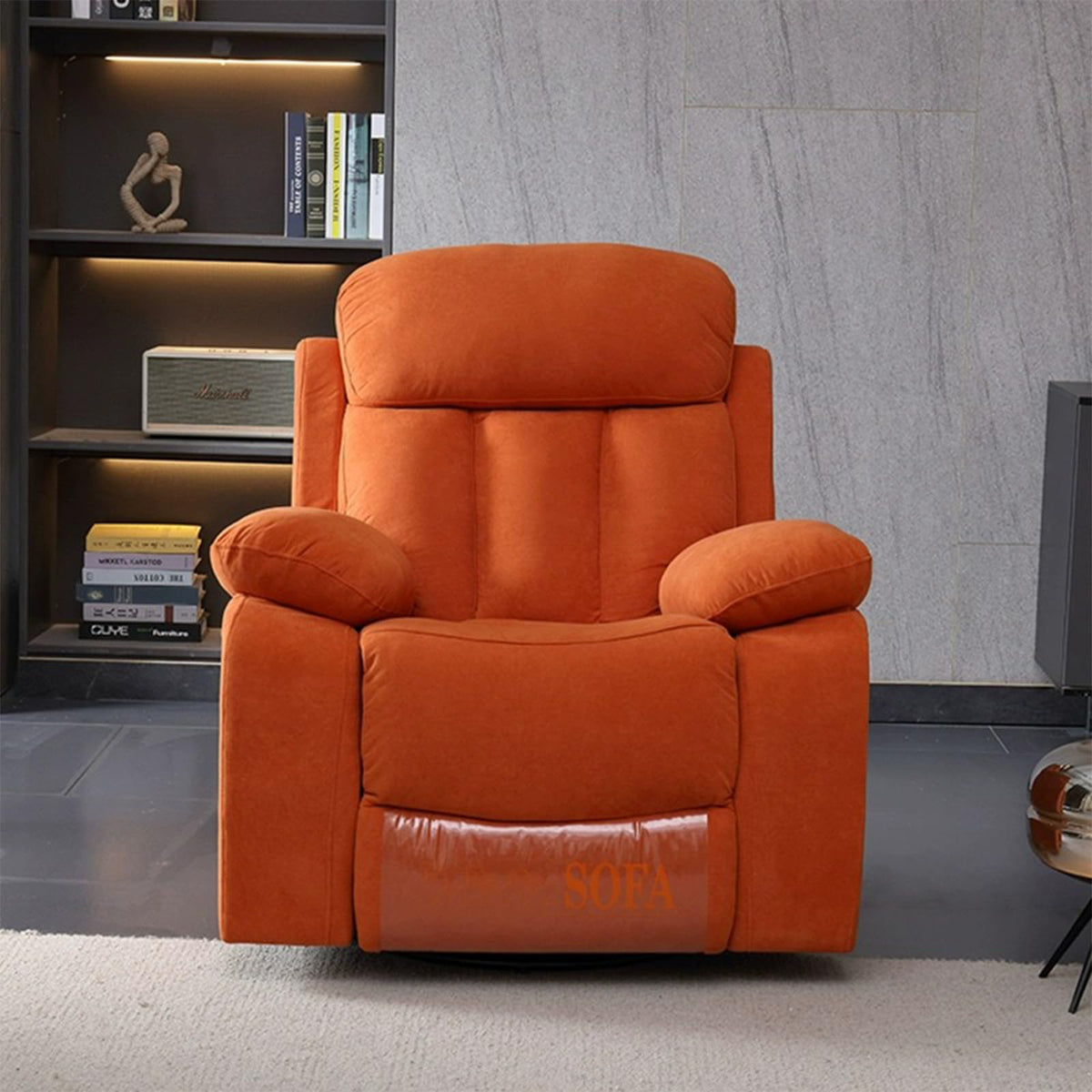 Gray Velvet Swivel Rocking Reclining Sofa I103830