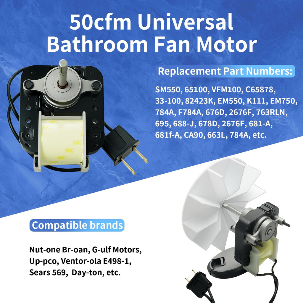 Universal Bathroom Vent Exhaust Fan Motor 50 CFM 120V 60Hz B152