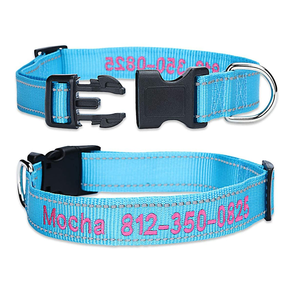 Personalized Dog Collar, 4 Adjustable Sizes Quick Release Buckle and D-Ring W7272