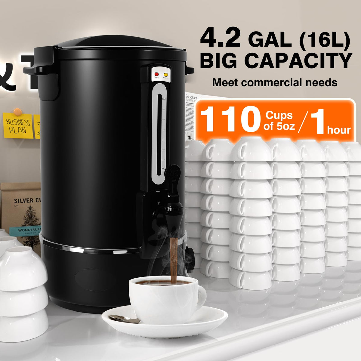 110-Cup Stainless Steel Commercial Coffee Urn T5776