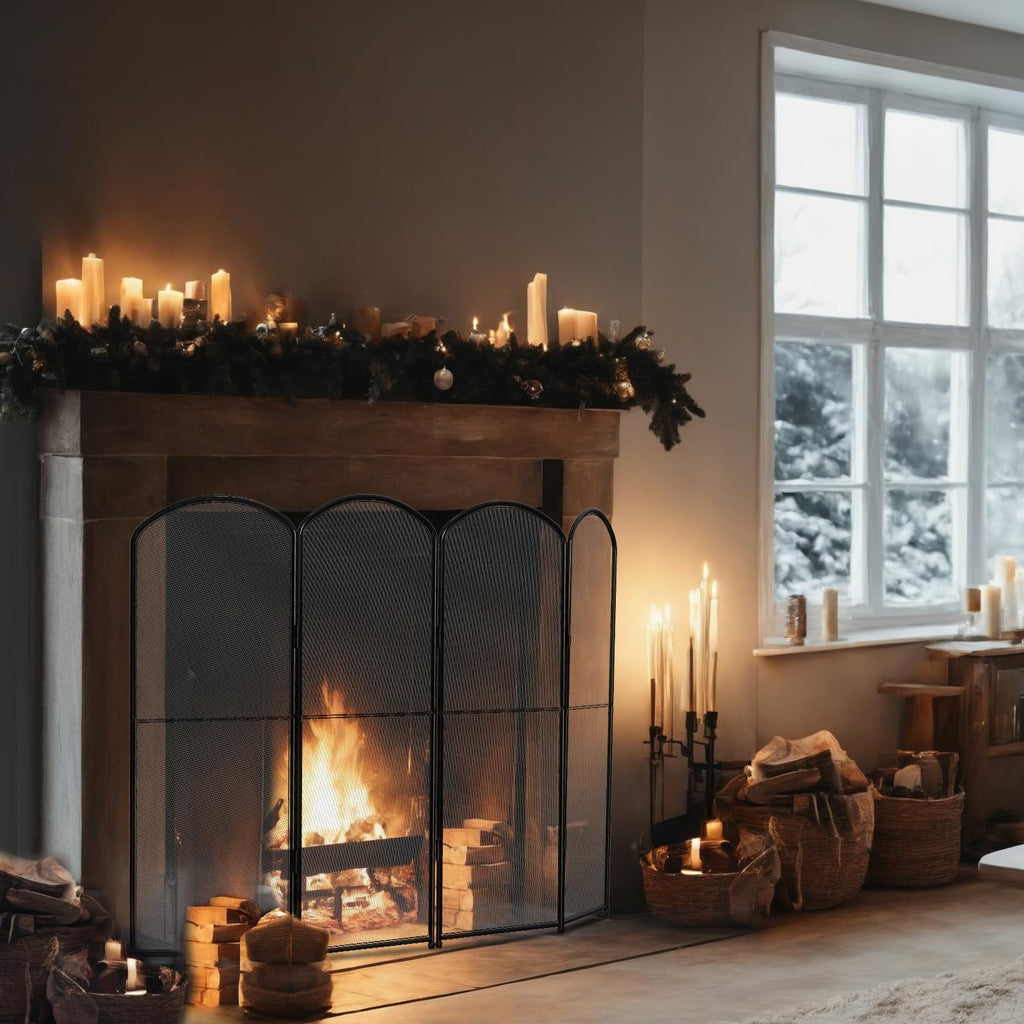 Foldable Wrought Iron Fireplace Screen D7730