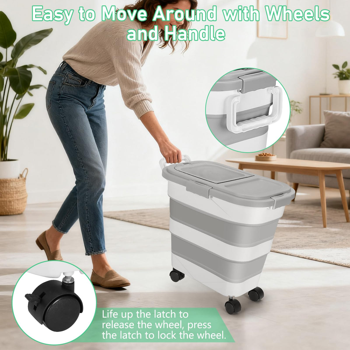 30LB Dog Food Storage Container with Wheels H8601