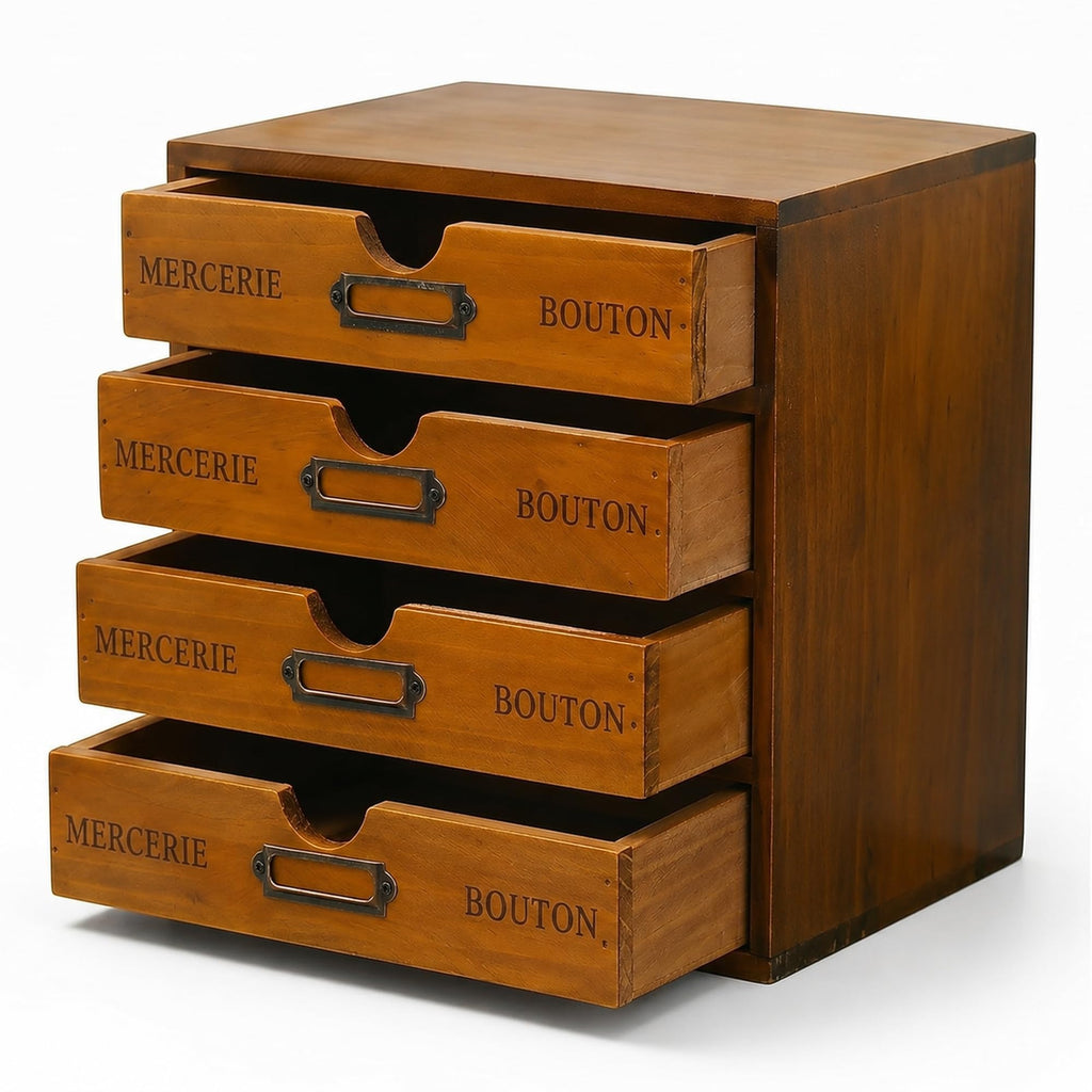 Modular Stackable 4 Drawer Wood Storage Box C30787
