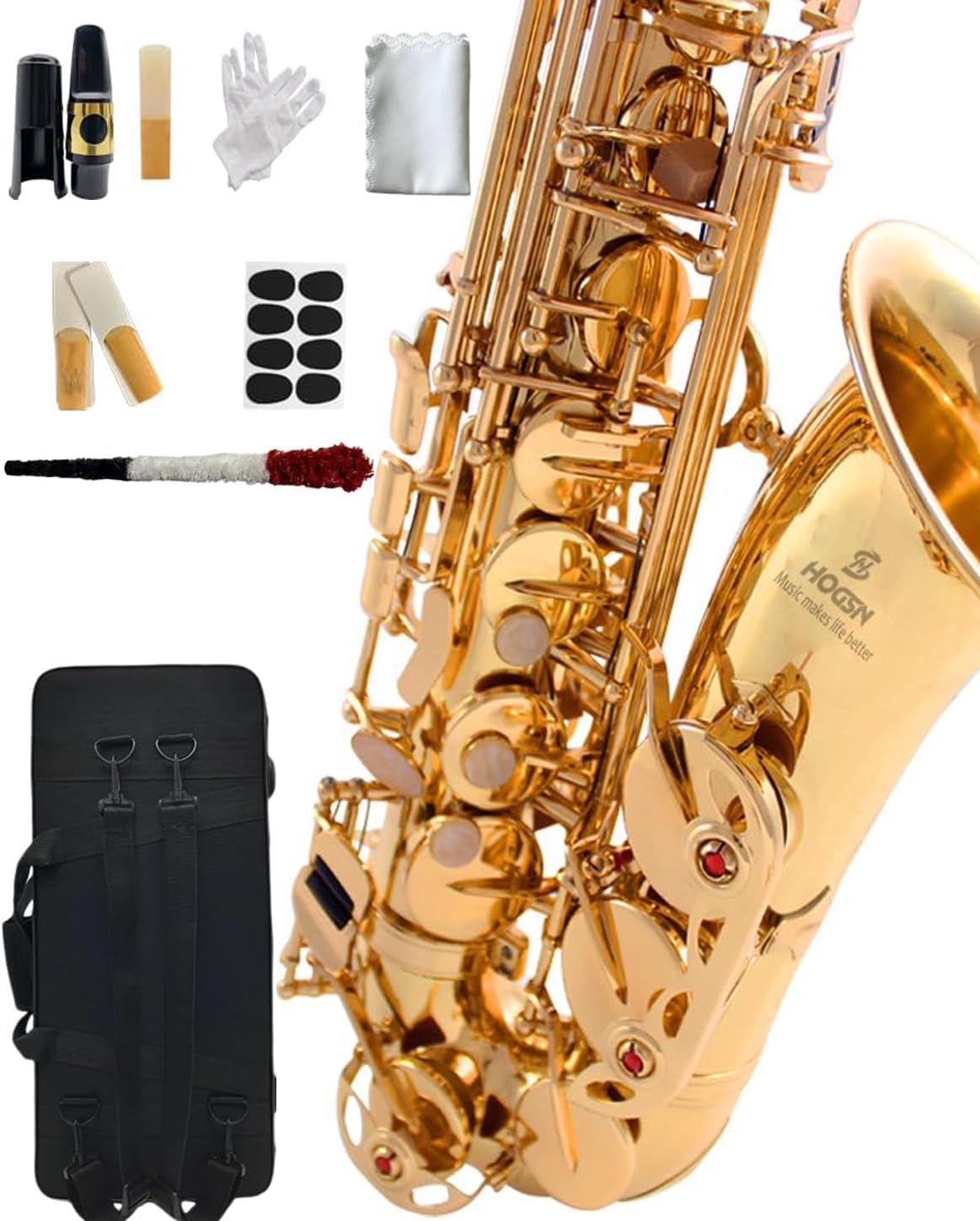 E flat Alto Saxophone with Belt Box, Whistle, Cleaning Suit B490193